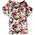 Bebe size 4 of the shoulders floral dress with flair sleeves. Photo 0