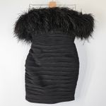 Rachel Gilbert Zion Mini Dress in Black with Feather Trim Size US 4 Photo 5