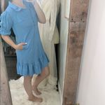 Edge S’ Blue Tiered Puff Sleeve Sundress size xsmall with pockets cotton fabric Photo 1