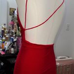 SheIn Cowl Neck Backless Red Dress Photo 3