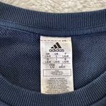 Adidas Essentials Logo Colorblock 3-Stripe Pullover Sweatshirt Women L Navy Tan Photo 6