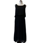 Gracia Black Cocktail Dress Medium Minimalist Cutout Pleated Sheer LBD Adjustable Photo 10