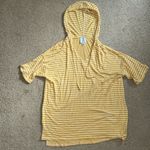 Hooded Striped Short Sleeve Shirt with Hood Yellow Size M Photo 0