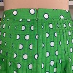 J.Crew Skirt Bright Green Pleated Cream Navy Polka Dots Retro Style Drop Waist Photo 1