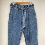 Abercrombie & Fitch  Mom Jean High Rise Button Fly Jeans Womens 27 Belted Blue Photo 1