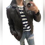 Alfani  100% Leather Jacket Dark brown women’s Medium Photo 0