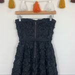YA Los Angeles NWT  Strapless Silk Rose Appliqué Black Mini Dress Size Small Photo 4