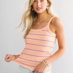 Billabong Striped Lettuce Trim 90s Tank Top Y2K Casual Colorful Summer Large Photo 0