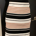 Loft 💜  Stretchy Striped Ribbed Pencil Skirt in White, Pink, and Black Photo 0