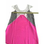 Women’s Pink & White Black Chevron Stripe Sleeveless Dress Size 8 Light weight Photo 4