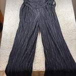Anne Klein  Black Pleated Wide Leg Jumpsuit Sleeveless Tie Waist Size 10 Photo 1