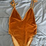 Orange Brown Velvet Body Suit Size M Photo 2