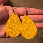 Handmade Faux Leather Sunshine Yellow Pebble Textured Earrings Photo 0