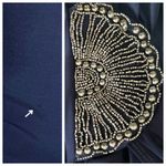 Vintage Y2K Navy Blue Beaded Cocktail Hoco Dress. S/M. Silver Boho Glam Party Size M Photo 12