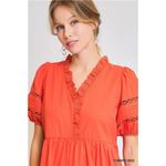 Umgee  Short‎ Sleeve Lace-Trim Ruffled Midi Dress Photo 3