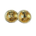 Vintage 80s Gold Tone Clip On Earrings Textured Dome Round Chunky 1.25" Photo 3
