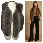 New York & Company Faux Fur Vest L/XL Brown Soft Plush Shaggy Winter Layer Size L Photo 1