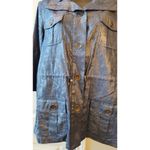 Chico's Women's Blue Floral Metallic Shimer Roll Tab Sleeve Jacket Size 1 Photo 2