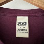PINK - Victoria's Secret Pink by Victoria’s Secret Love Pink Burgundy Maroon Long Sleeve Pocket Tee Photo 2