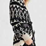 Lucky Brand  Diamond Fair Isle Long Boho Cardigan Black & Cream Womens Size Small Photo 13