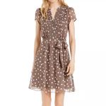 🆕 MSK Brown and White Polka Dot Midi Dress Size 16 Photo 10