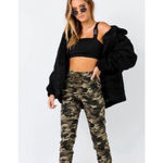 I am gia I.AM.GIA Black Pixie Teddy Sherpa Zip Up Patch Pocket Jacket Size Medium Thick Photo 2