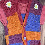 Farm Rio Granny square Crochet Artsy Cropped Retro HIPPIE Jacket Cardigan S M  Phoebe Photo 0