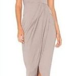 Shona joy Draped Midi Oyster Grey Dress Photo 0