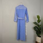 Pomander Place Plue Stripe Chessie Preppy Belted Shirt Maxi Dress Blue Size L Photo 6