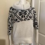 Pilcro Maia Cropped Quarter Zip Pullover White Black Sherpa Jacket MP Size undefined Photo 1