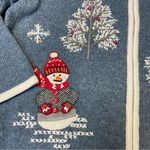 Designer Originals Studio Joy Christmas Holiday Snowman Sweater Women Large Wool Blue Photo 1