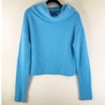 Free People Womens Sweater Blue Stormy Cowl Neck Alpaca Wool Crop Pullover Small Photo 1