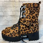 Wild Diva  Platform Combat Boots Faux Suede Animal Print-8 Photo 0