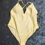 Revamped  Yellow Ribbed One-Piece Swimsuit Photo 0