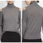Vince  Small S Cold Shoulder Wool Turtleneck Sweater Gray Thin Knit Photo 1