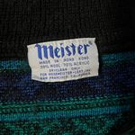 Vintage Meister Wool Blend Fair Isle Ski Sweater 1/4 Zip Black Green Medium Photo 3