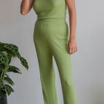 Revolve Callahan Elodie Knitwear Flare Pant Ribbed Basil Green Small Photo 1
