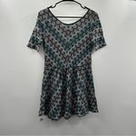 Free People Gray Blue & White Short Sleeve Scoop Neck Knit Tunic Dress Size S Photo 3
