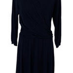 Bess And George Dress Medium Blue Long Sleeve Retro Elegant Workwear Photo 0