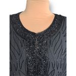 Vintage Black Beaded Evening Jacket Short Sleeve Crewneck XXL Formal Evening Photo 3