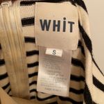 Whit Striped Sweater Dress with Leaf Size S White Photo 2