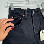 Levi's NWT  Ribcage Super High Rise Denim Shorts‎ Frayed Hem Button Fly Black 24 Photo 2