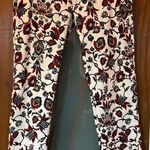ZARA  Basic Solid Off White Pants w Blue/Red Floral Medium Photo 0