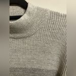 EXPRESS Colorblock Mockneck rib knit sweater long sleeve 100% cotton Grey Sz S Photo 2