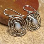 Sterling Silver NWOT Ethiopian Opal Spiral Web 925  Drop Earrings Photo 3