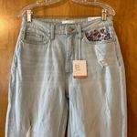 LC Lauren Conrad Lauren Conrad Super High Rise Crop Jeans Distressed Floral Embroidery NWT Size 6 Photo 3