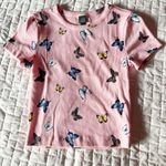 Wild Fable Light Pink Butterfly Ribbed Baby Tee Size XS Photo 0