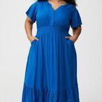 Torrid Classic Blue Y Neck Smocked Waist Challis Maxi Dress Sz.4 NWT Photo 0