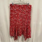 Max Studio  red floral pull on asymmetrical hem elastic waist flowy boho midi Photo 1