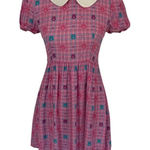 Dolls Kill  Care Bears Dress Small Pink Plaid Skater Puff Sleeve Y2K‎ Photo 0